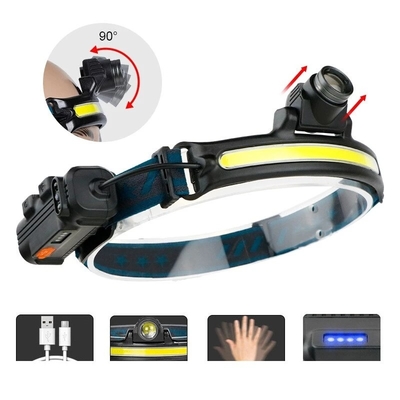 USB oplaadbare inductiekoplamp Zoom COB LED-koplamp Ingebouwde batterij Zaklamp Multifunctioneel 6 standen Hoofdlamp