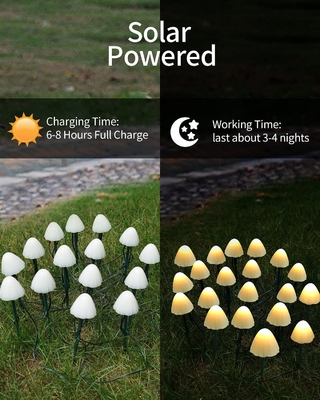 Zonne Aangedreven LEIDENE van 2700K IP55 Koordlichten/de Lichtenhuwelijks Feestelijke Decoratie van de Paddestoel Zonnetuin