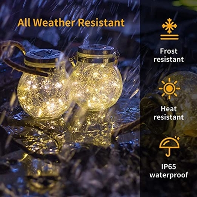 3.7V tuin die Zonne Lichte Openlucht 7 Kleuren Gebarsten Glasbal hangen