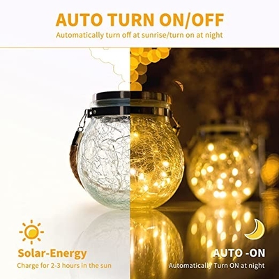 3.7V tuin die Zonne Lichte Openlucht 7 Kleuren Gebarsten Glasbal hangen