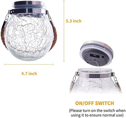 3.7V tuin die Zonne Lichte Openlucht 7 Kleuren Gebarsten Glasbal hangen