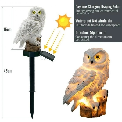 Waterdichte Zonne Aangedreven Tuinkerstmis HOOFD van Owl Animal Lawn Ornament Unique