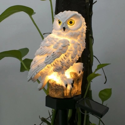 Waterdichte Zonne Aangedreven Tuinkerstmis HOOFD van Owl Animal Lawn Ornament Unique