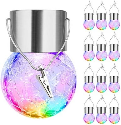 Openlucht Decoratief Gebarsten Licht Zonne Waterdicht de Ballicht van de Glasbal met Handvat