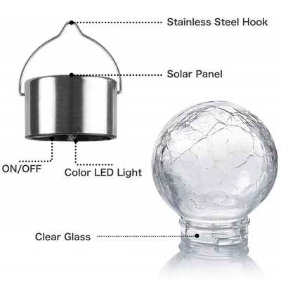 Openlucht Decoratief Gebarsten Licht Zonne Waterdicht de Ballicht van de Glasbal met Handvat