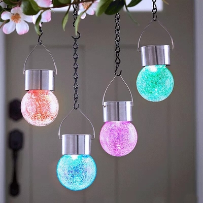 Openlucht Decoratief Gebarsten Licht Zonne Waterdicht de Ballicht van de Glasbal met Handvat
